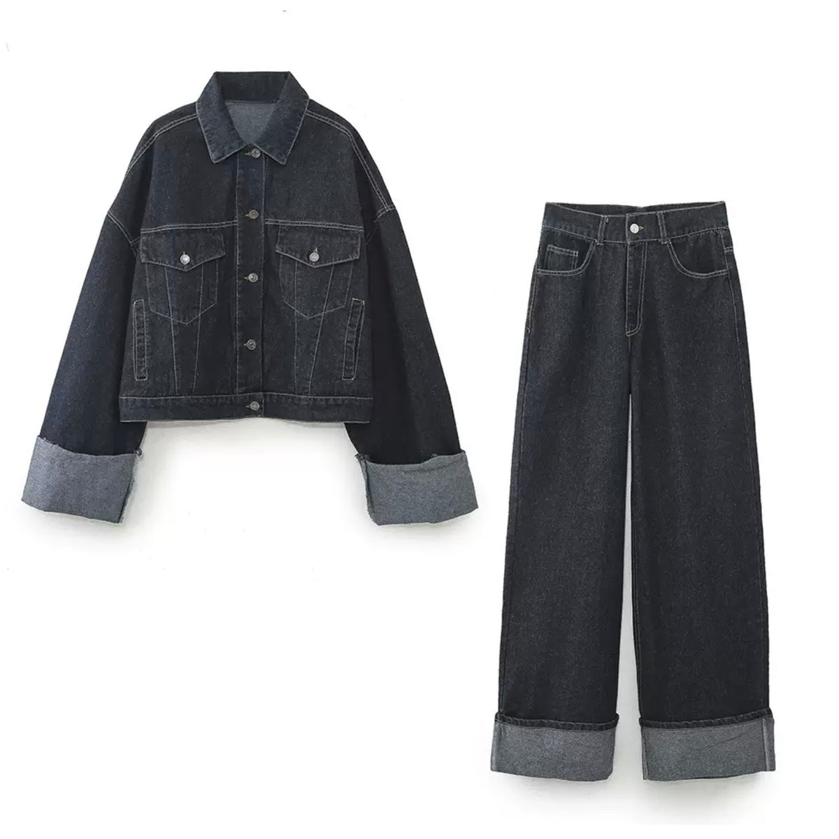 Dunkel-Jeans Set