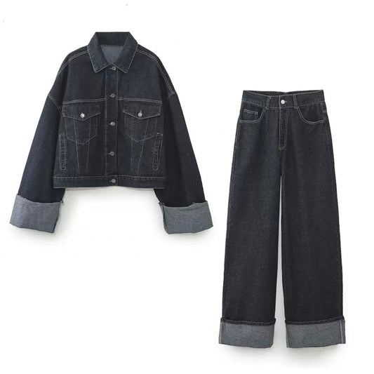 Dunkel-Jeans Set